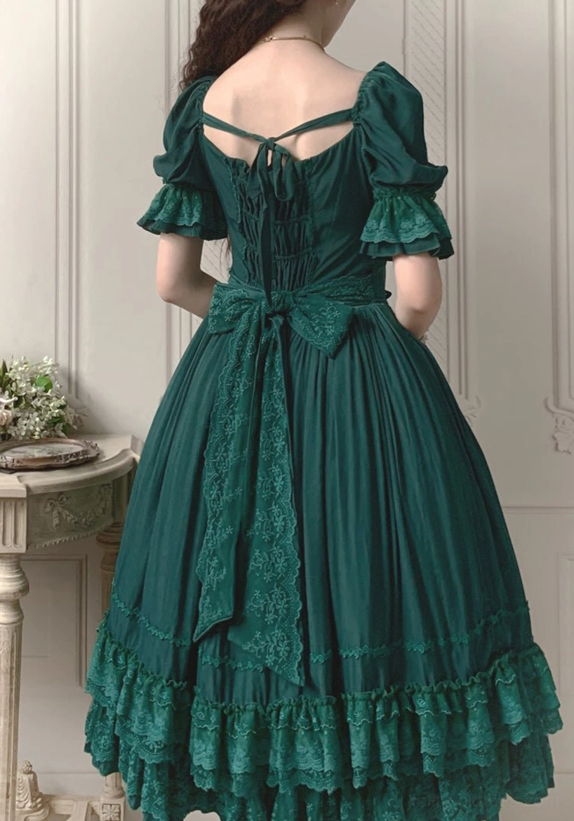 French Lolita one-piece dress laundry bag washing method showing gentle care for delicate lace details