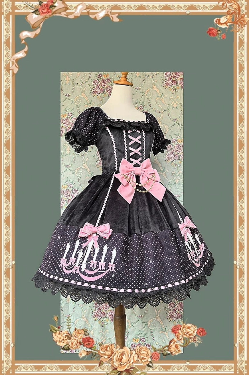 Off-the-shoulder ruffled sleeves of vintage lolita OP dress demonstrating romantic dimensional design and versatile styling for multiple occasions