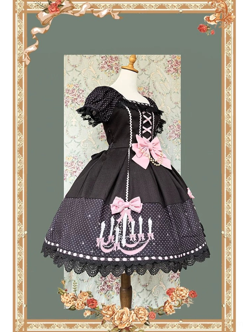 Side zipper closure of vintage lolita OP dress showing effortless on-and-off ease mechanism while maintaining pristine front aesthetic