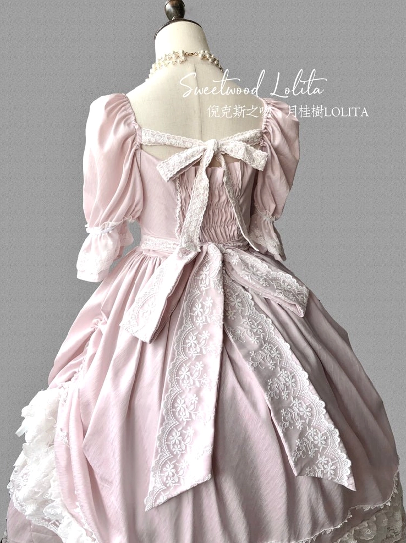 French Lolita one-piece dress in studio setting showing pure color and clean aesthetic presentation