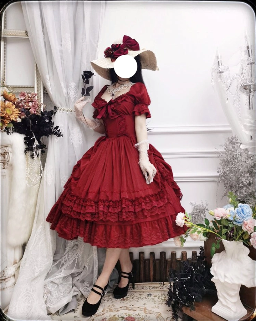 French Lolita one-piece dress ideal for themed tea parties and formal Lolita events styling