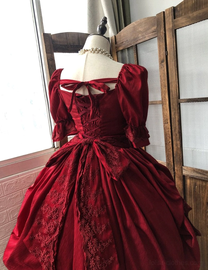French Lolita one-piece dress showing timeless elegance pure color with retro charm for versatile styling