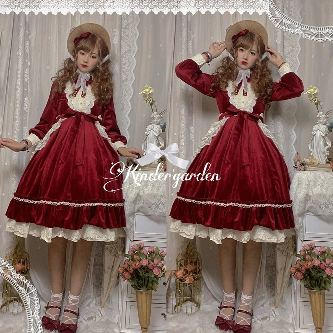 Lolita velvet op dress waistband detail coordinating waistband accessory construction detail shot