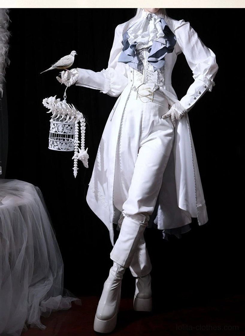 Lolita outfit color palette white ash blue contrast photography styling aesthetic example