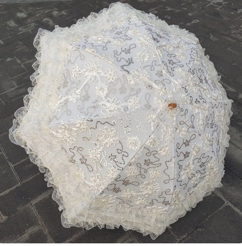 Lolita parasol care and maintenance guide showing proper storage handling and cleaning instructions for preserving lace and protecting fabric durability