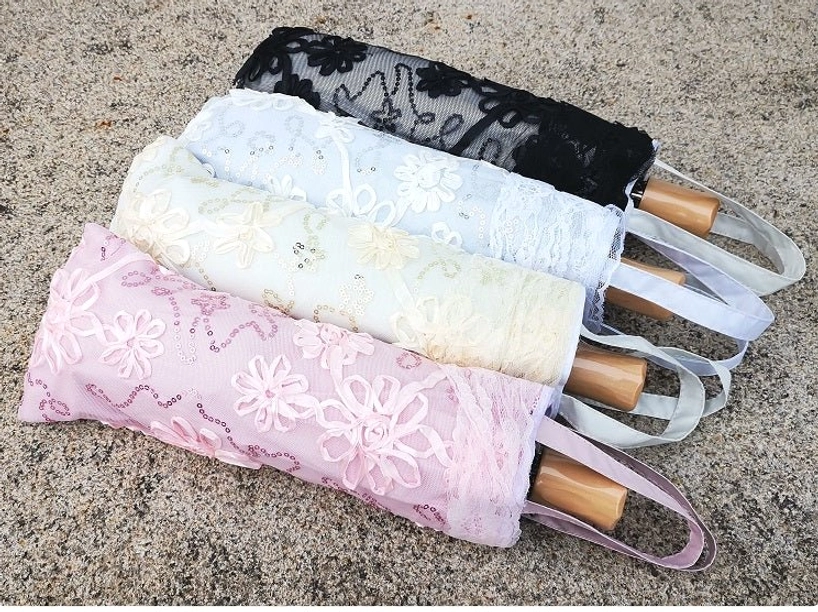Premium stainless steel umbrella frame and ribs of Lolita parasol demonstrating durable construction and tear-resistant fabric materials