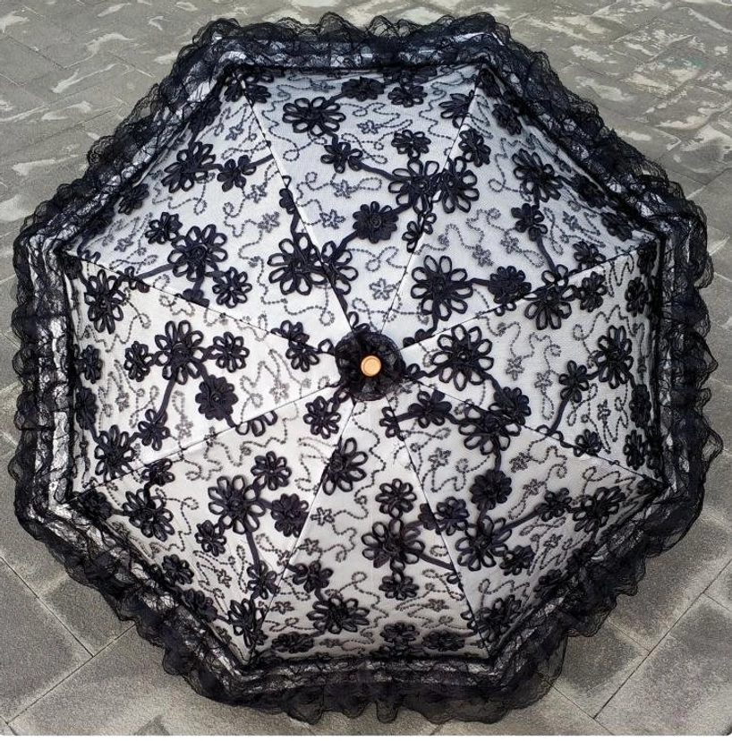 Tear-resistant and fade-proof fabric of Lolita parasol with long-lasting durability tested in outdoor sun conditions maintaining color and integrity