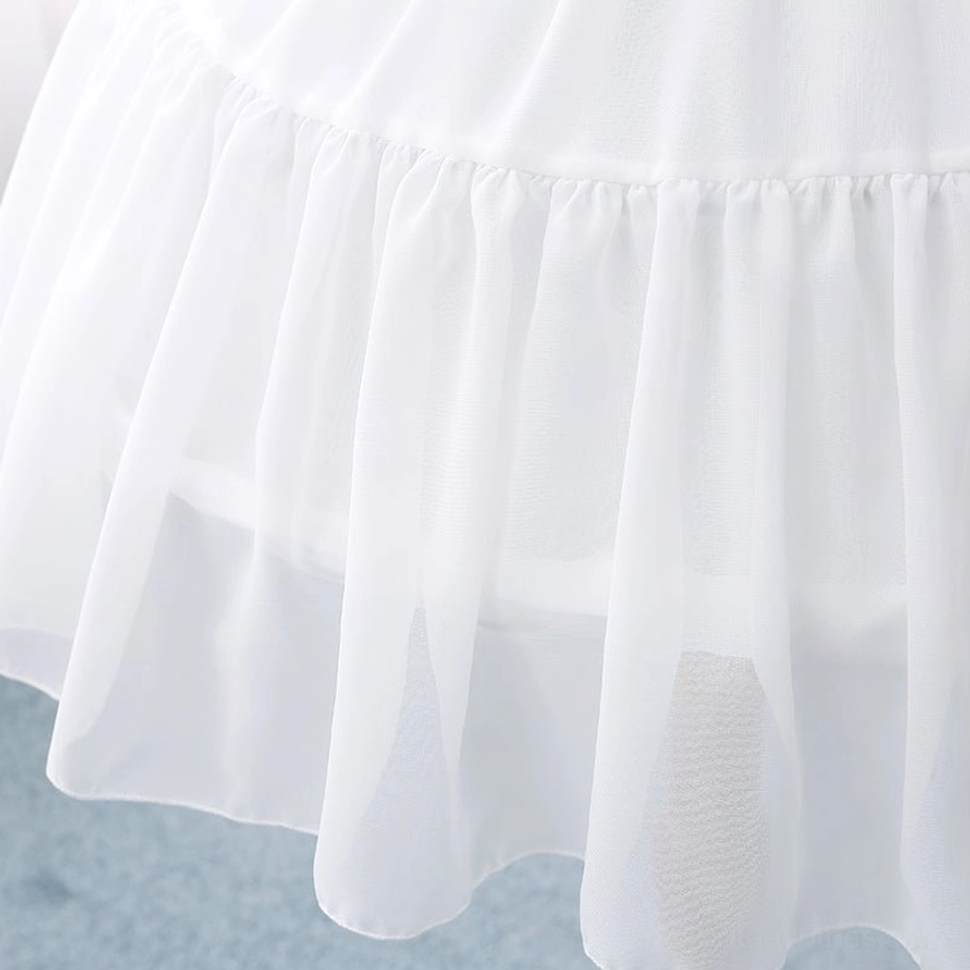 lolita petticoat close-up detail ruffled hem gathered chiffon fabric folds seam stitching texture