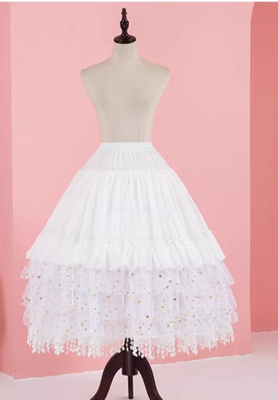 Lolita adjustable petticoat elastic waistband design detail showing comfortable fit and adjustable construction for versatile sizing