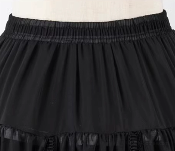 Lolita hoop petticoat multi-layer fabric fold lace detail showing fluffy breathable construction comfortable for all-day wear at events