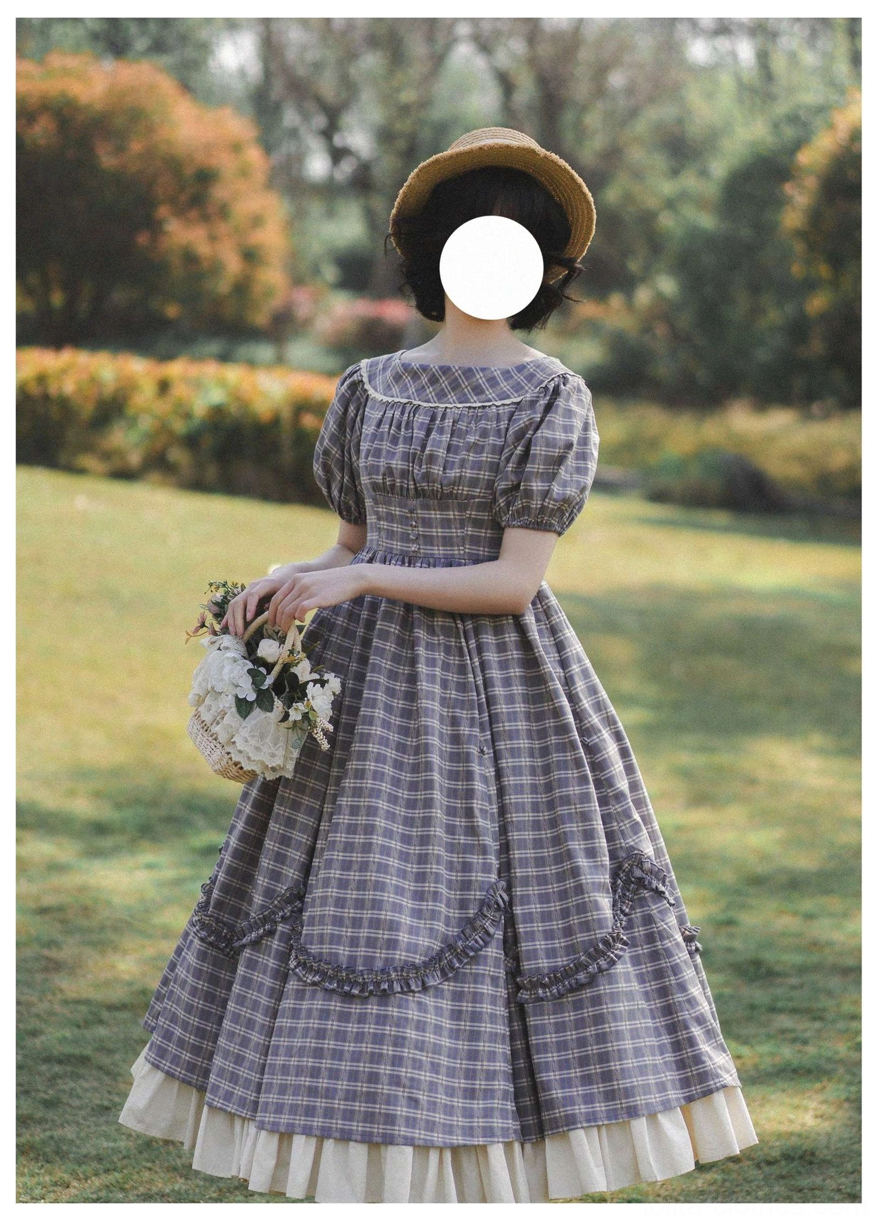 Forest Picnic Lolita OP dress petticoat size chart comparison showing waist length measurements