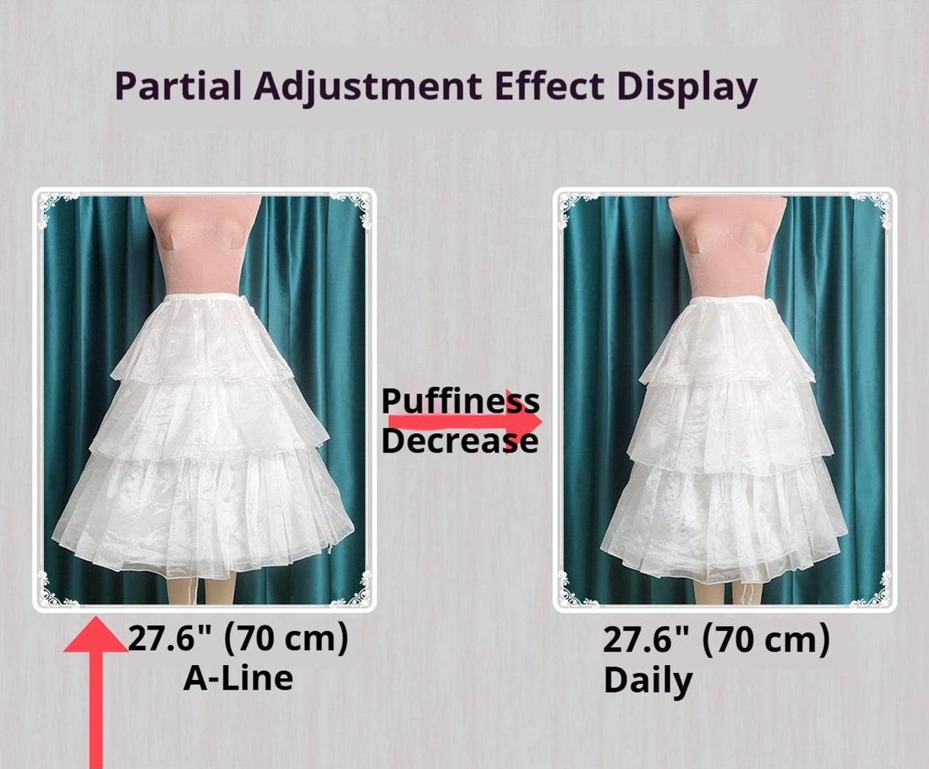 Lolita petticoat three layer tulle construction hoop marks concealment