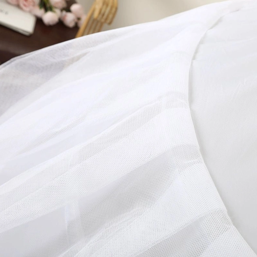 Close-up macro shot of premium two-layer breathable tulle fabric texture showing fine mesh weave and fabric quality detail