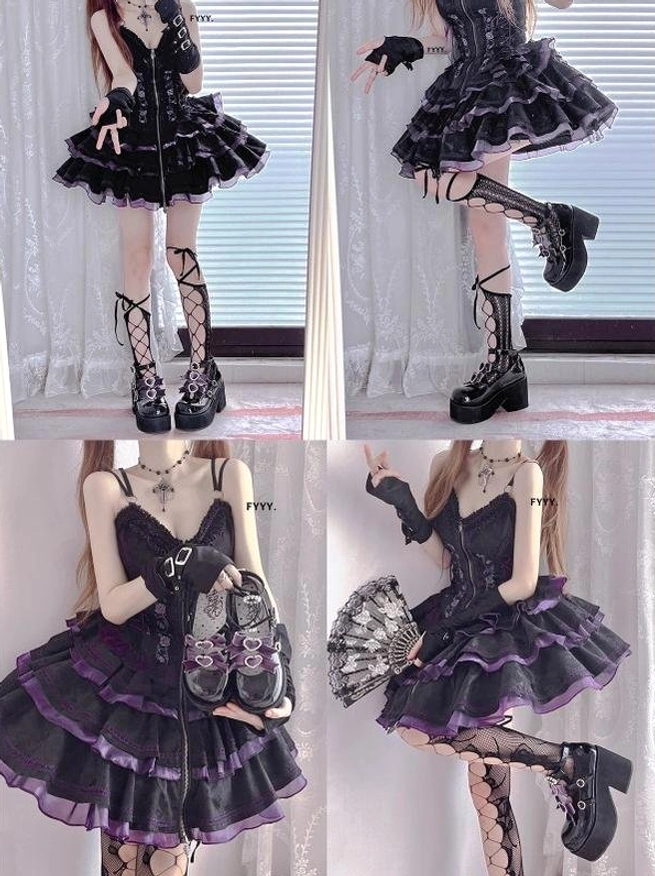 Lolita platform heel shoes side profile view showing chunky block heel height platform construction ankle strap design