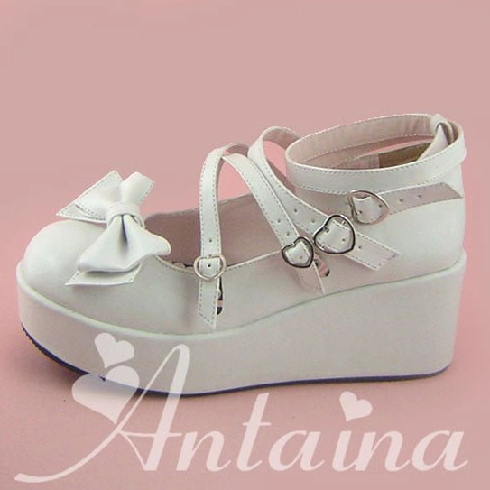 Lolita platform shoes Punk Lolita coordinate featuring bold heel heights, contrasting sole colors, edgy aesthetic, and rebellious styling with distressed elements