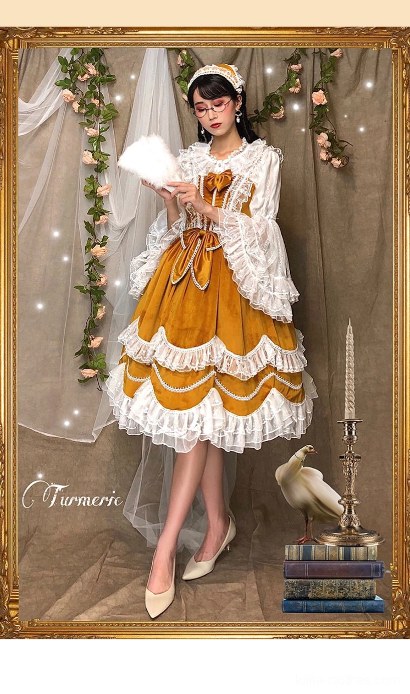 Lolita blouse sleeve and cuff detail showing princess sleeve construction with lace trim and elegant drape of chiffon fabric