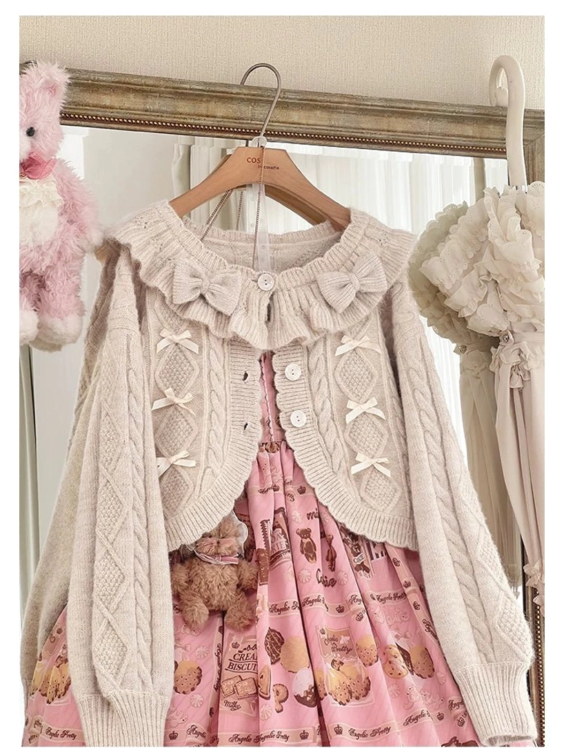 Lolita Ruffle Cardigan Comfortable Fit Breathable Fabric Lantern Sleeves Romantic Style All-Day Wear