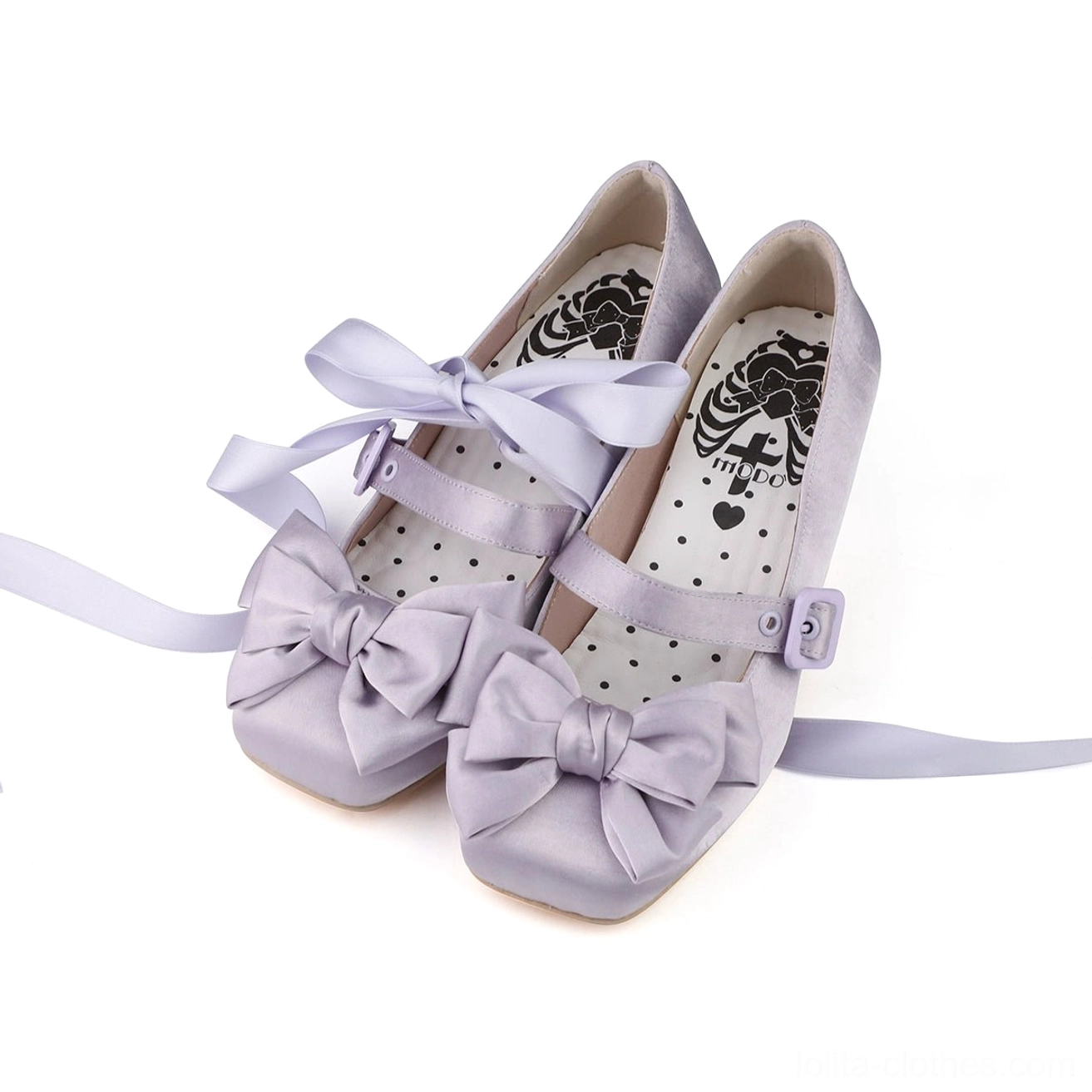 Lolita satin Mary Jane shoes in burgundy worn with matching coordinate outfit showing how to style square toe shoes with lolita fashion ensemble