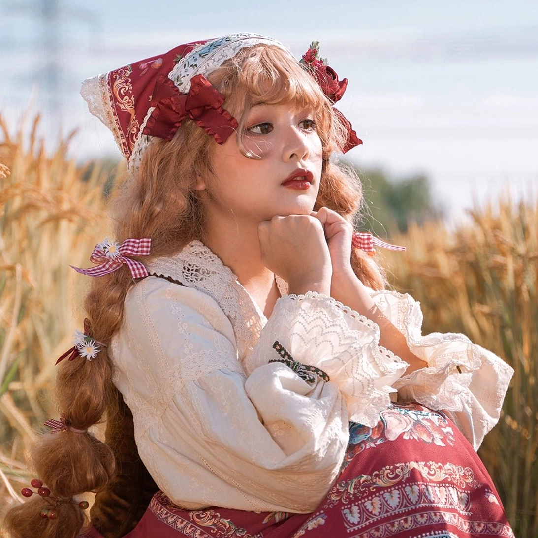 Lolita side clips pair floral design country coordinate hair accessory not sold separately