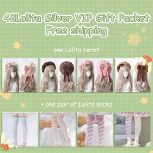 lolita-silver-vip-gift-set-2024-multiple-beret-colors-off-white-pink-chocolate-brown-pastel-milk-coffee-satin-bow-lace-trimmings-front-display