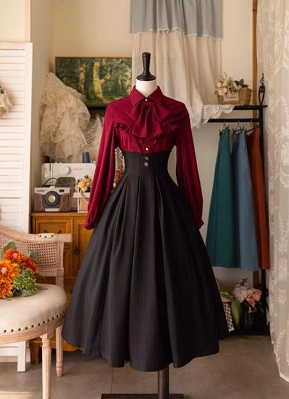 Lolita SK skirt back detail showing crossover strap design side zipper closure romantic vintage hardware