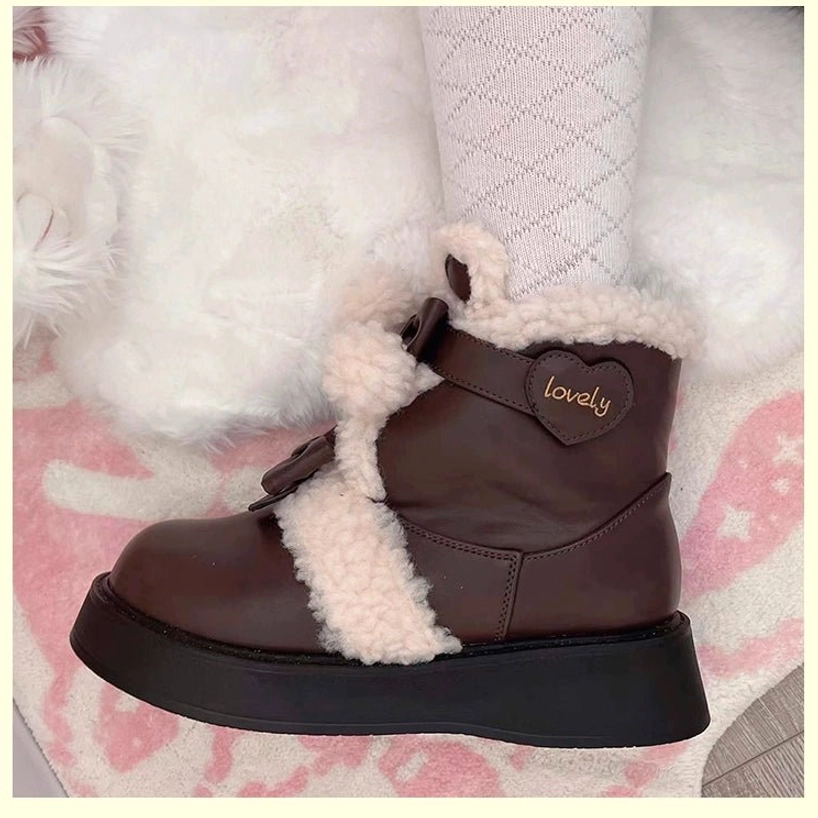 Lolita snow boots heel profile round toe shape platform sole construction