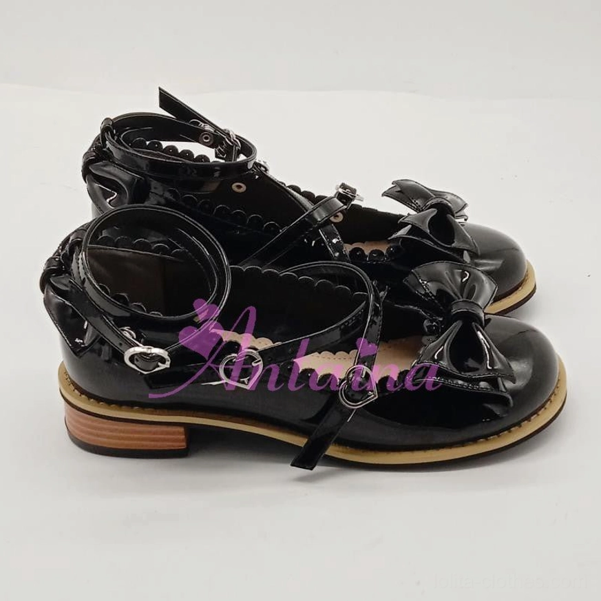 Lolita tea party shoes bottom sole view showing heel structure low block heel design construction quality handmade craftsmanship detail