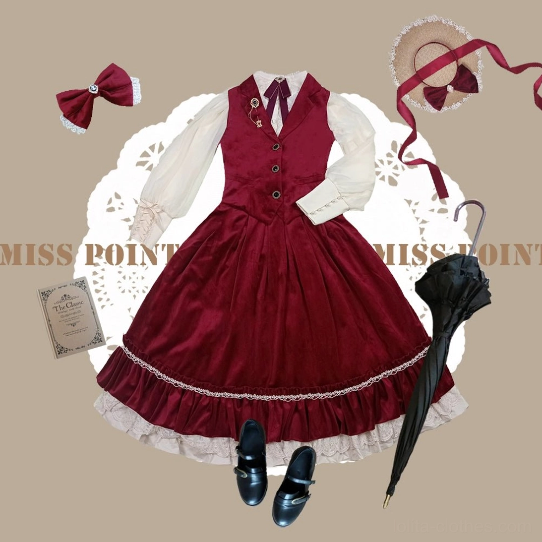 Lolita velvet waistcoat premium plush texture light-catching vintage charm detail