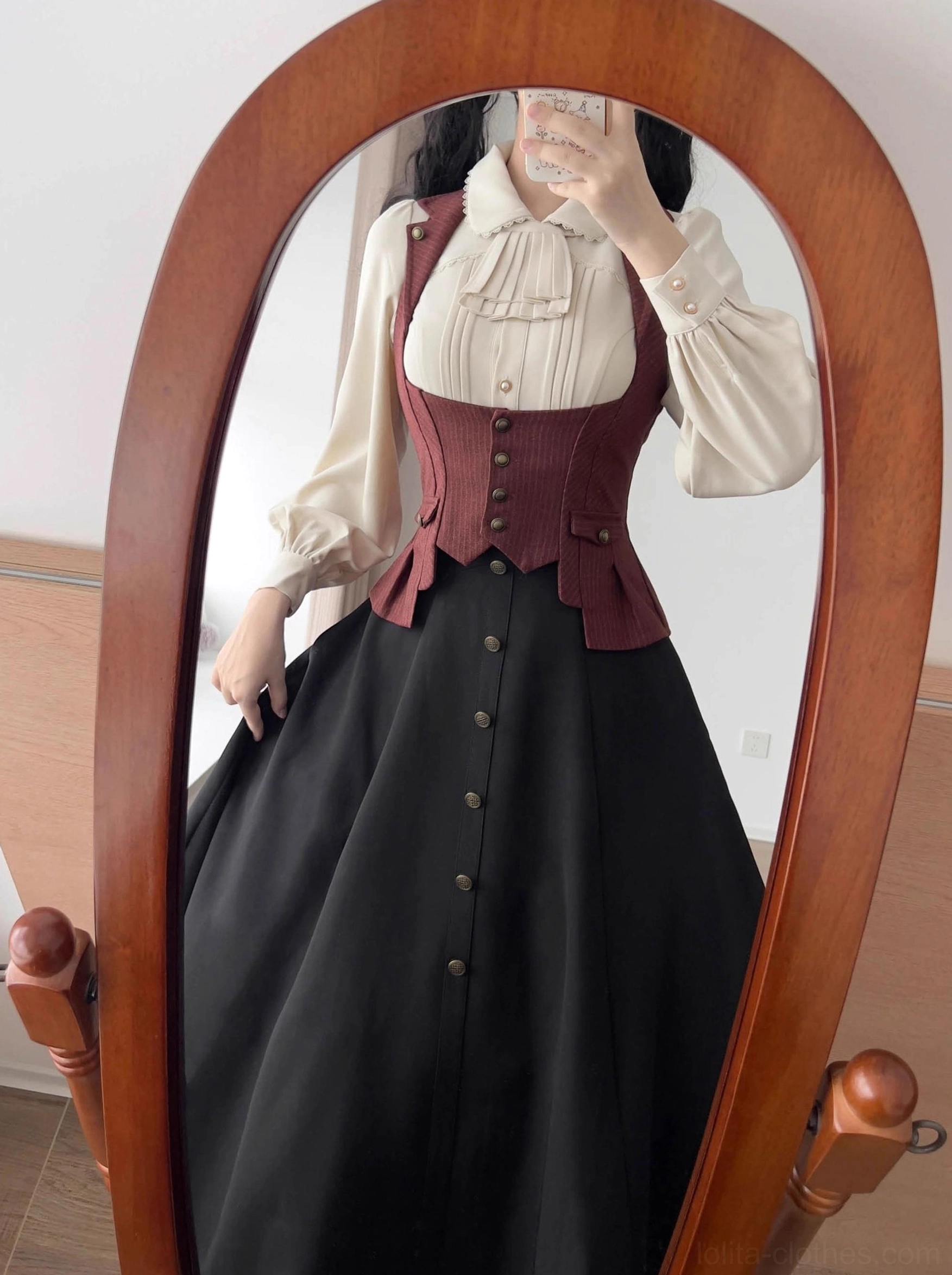 Lolita vest elastic waist band adjustment back design metal buckle customizable fit feature