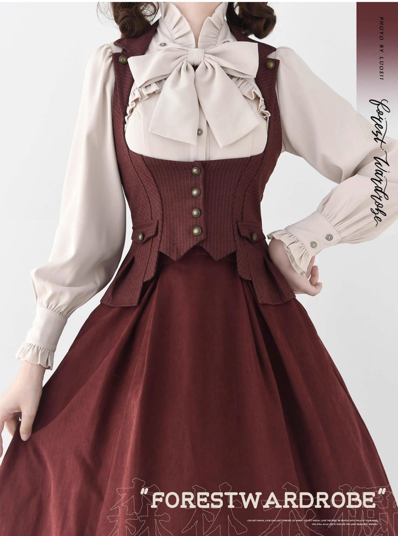 Classic lolita vest notched lapel collar close-up structured neckline vintage tailoring detail