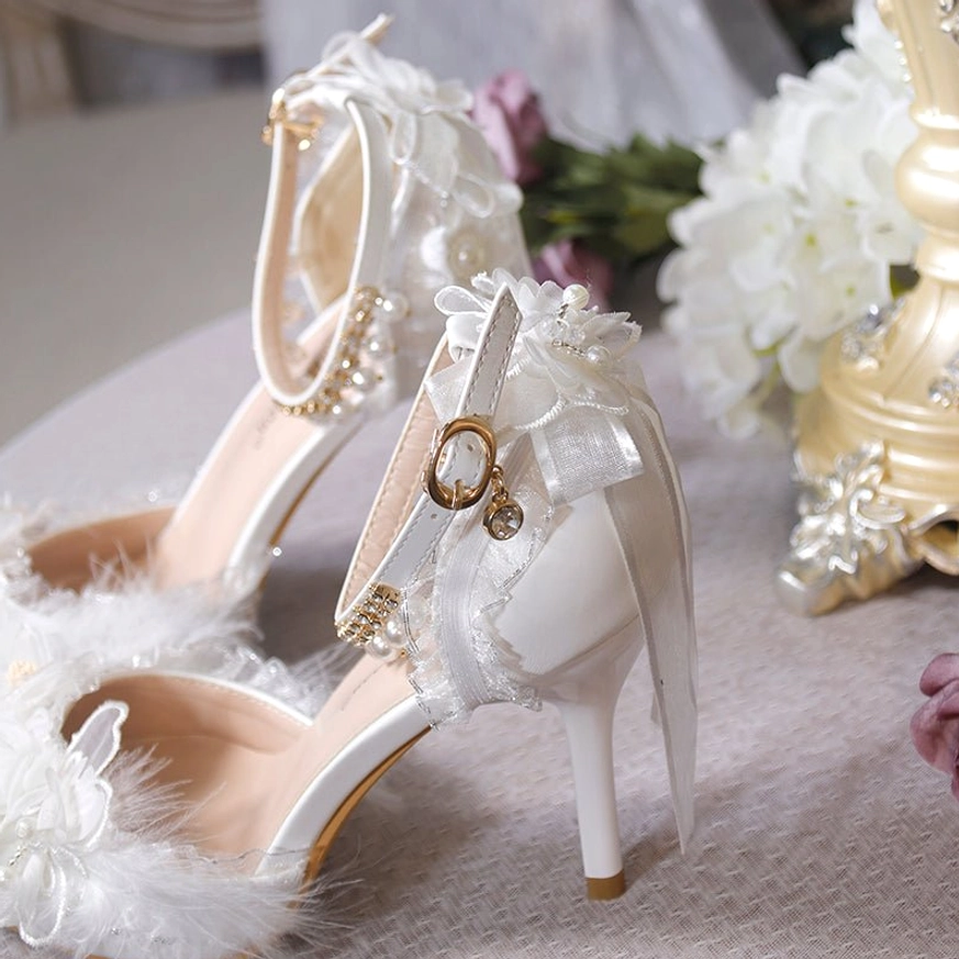 Lolita wedding high heels heel height customization options 6cm 7.5cm 8cm 9.5cm 10cm pointed toe satin bow
