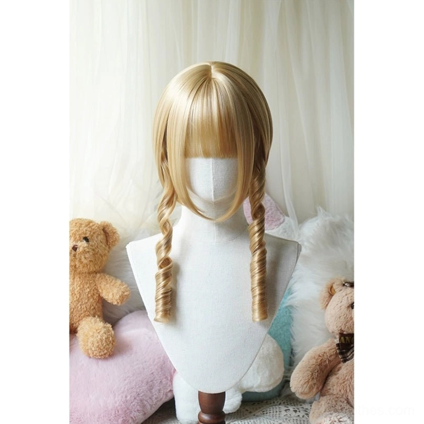 Close-up detail of plastic hair clip mechanism for Lolita detachable ponytail wig with matching colored base fabric held in hand