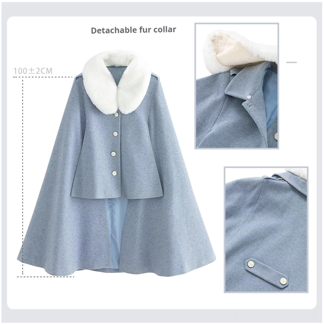 Lolita winter coordinate styling tips showing complete set with cape accessories color coordination recommendations