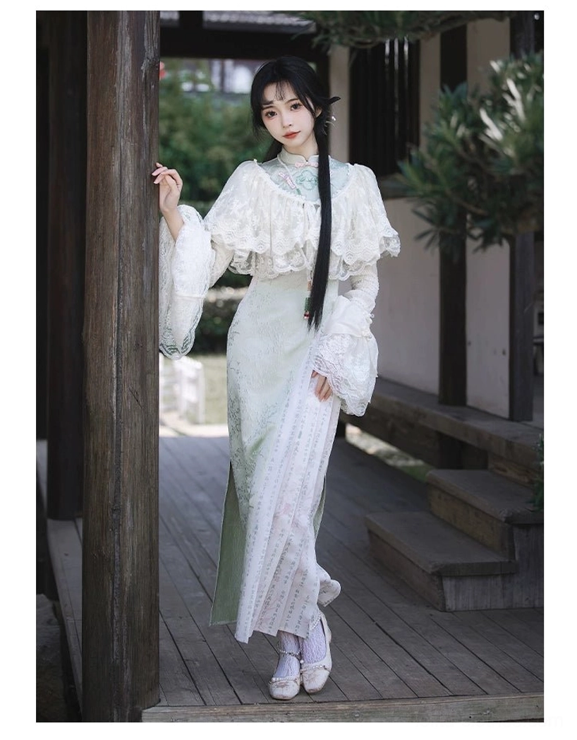 Love Poem black lolita top lantern sleeves embroidered lace cuffs side view