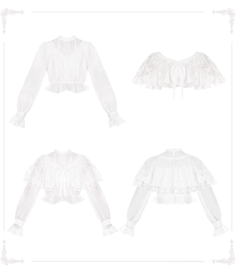 Love Poem lolita blouse white cream black color comparison options