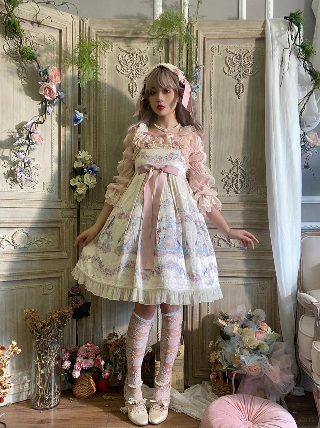 Made-to-order lolita blouse lotus root sleeve custom sizing quality craftsmanship