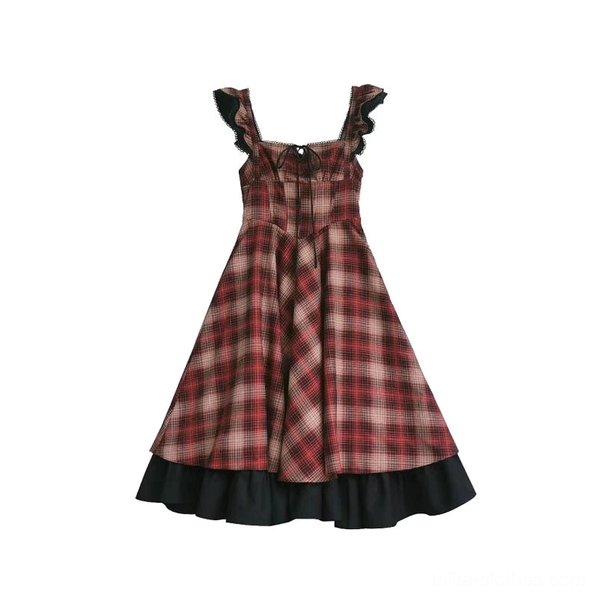 Complementary red and black plaid bow tie accessory for madeleine lolita JSK suit - one-size bonus item included with JSK and blouse purchase