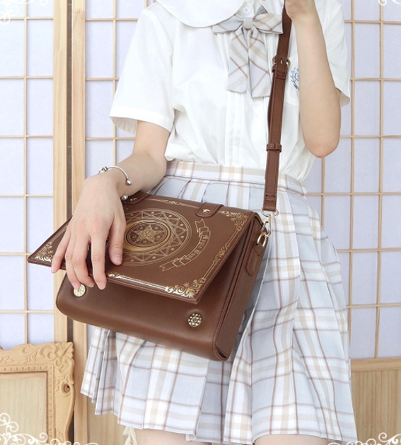 Magic book lolita crossbody bag styling inspiration with multiple color options and versatile carrying methods for sweet and gothic lolita