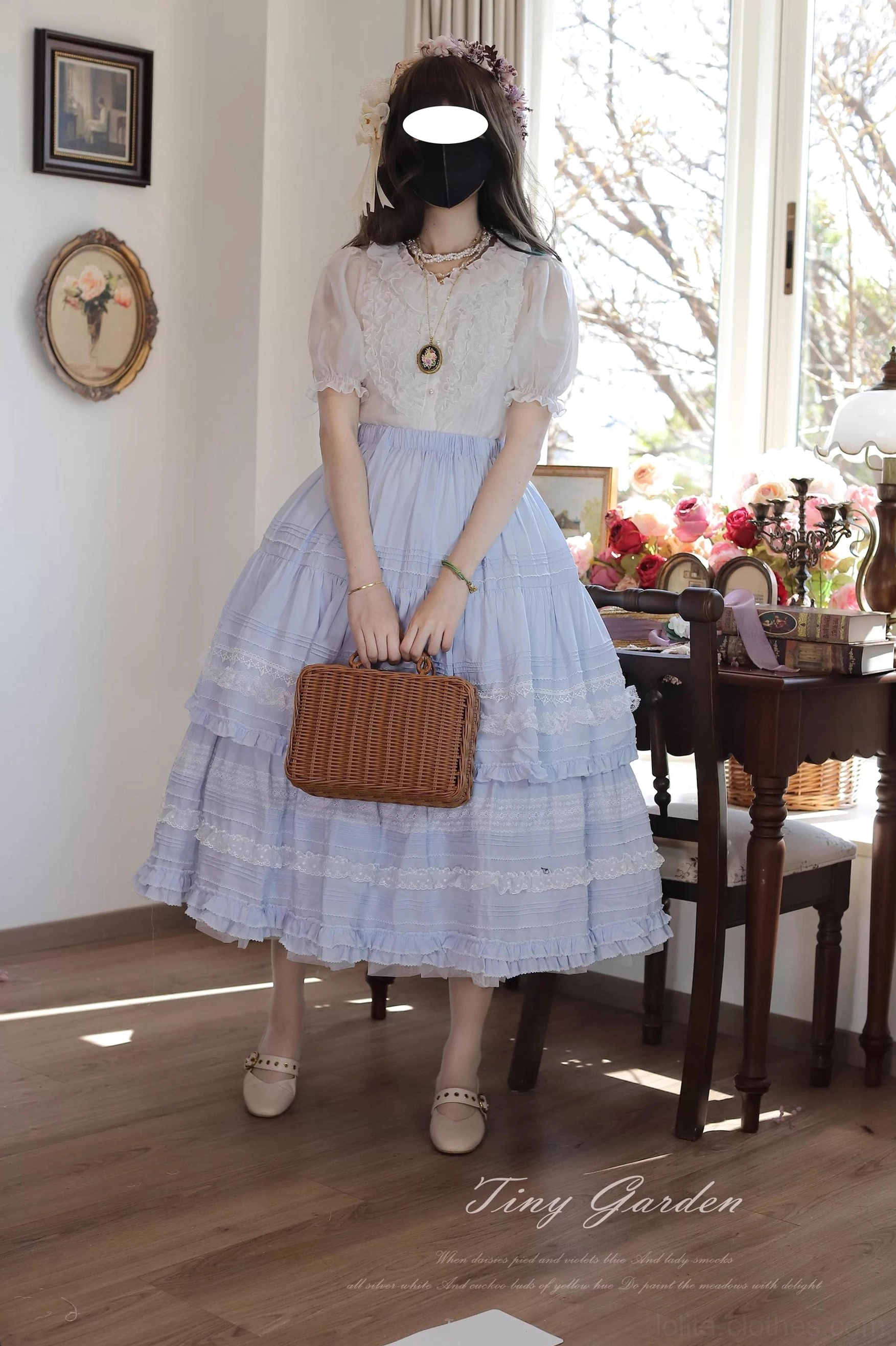 Marguerite lolita blouse size chart measurements guide bust shoulder sleeve length comparison S M L XL sizing