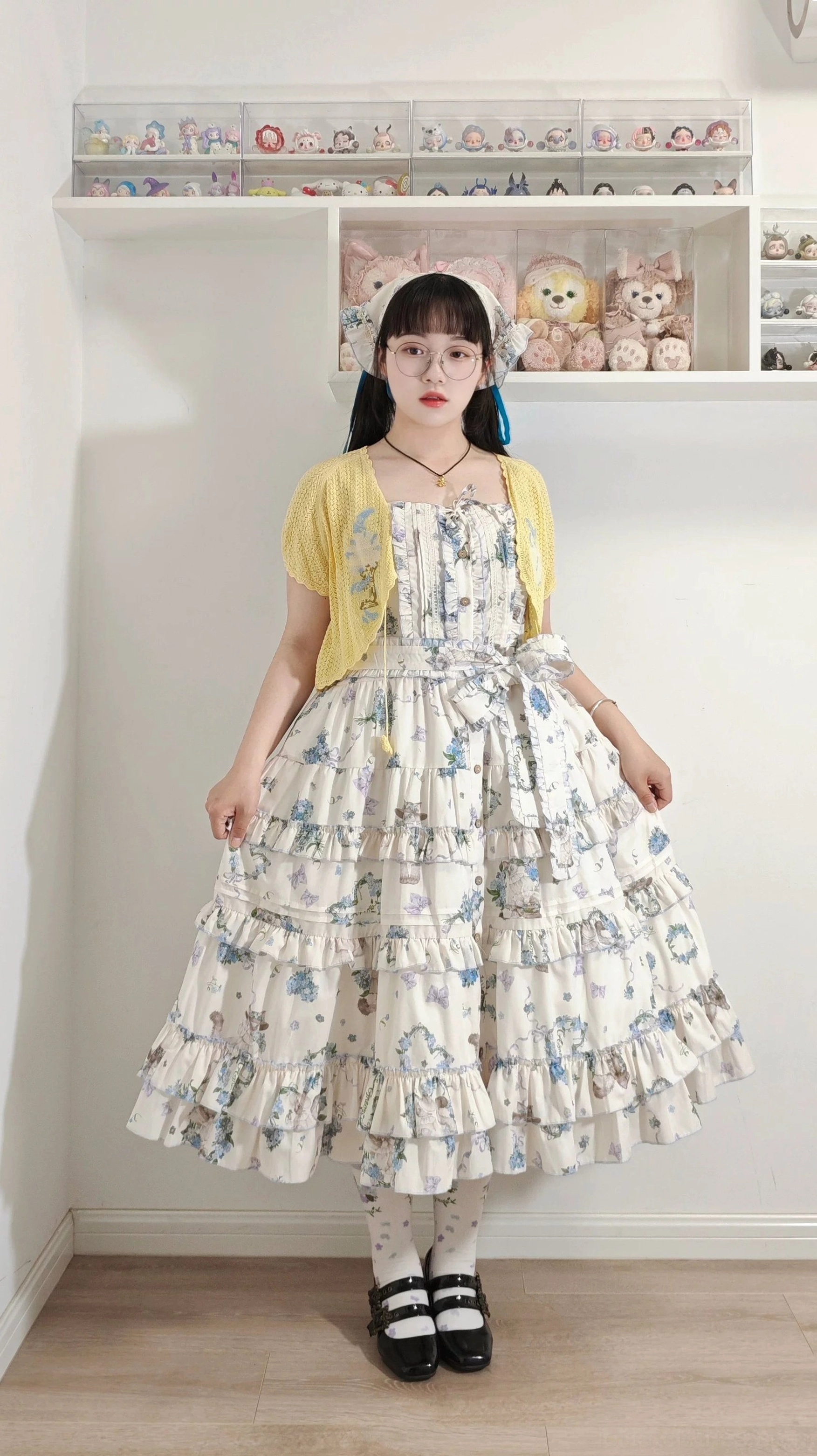 Meow Wreath Lolita JSK dress detachable waist tie accessory ribbon bow styling variation optional wear