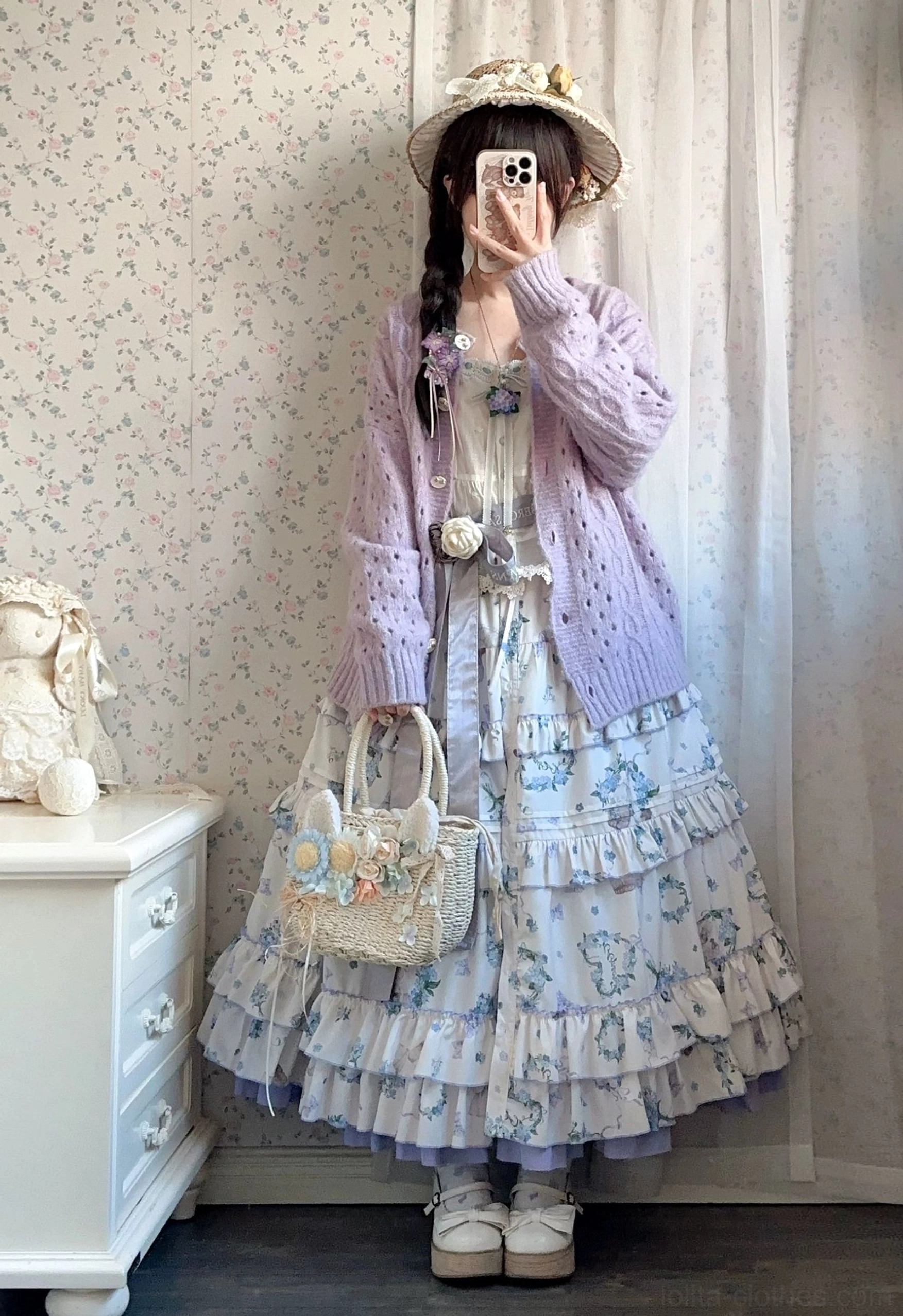 Meow Wreath Lolita JSK dress hem ruffles layered skirt volume petticoat styling recommendation showcase