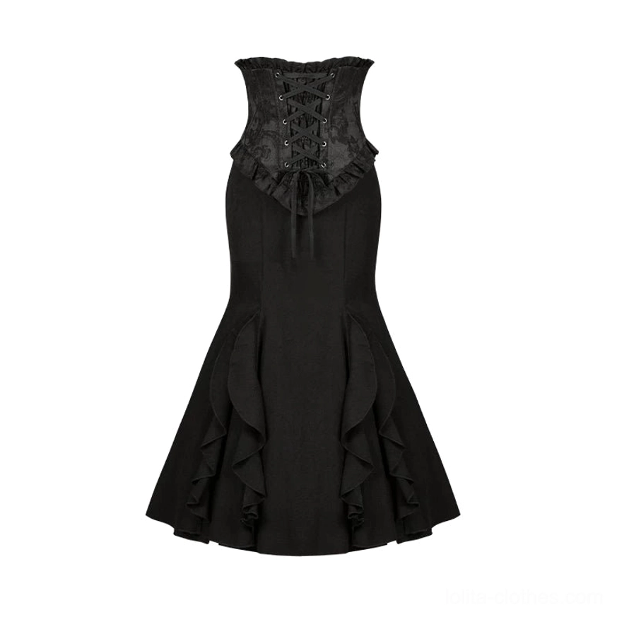 Mermaid Lolita corset skirt only black standalone piece 455-483cm hem circumference volume layered ruffles