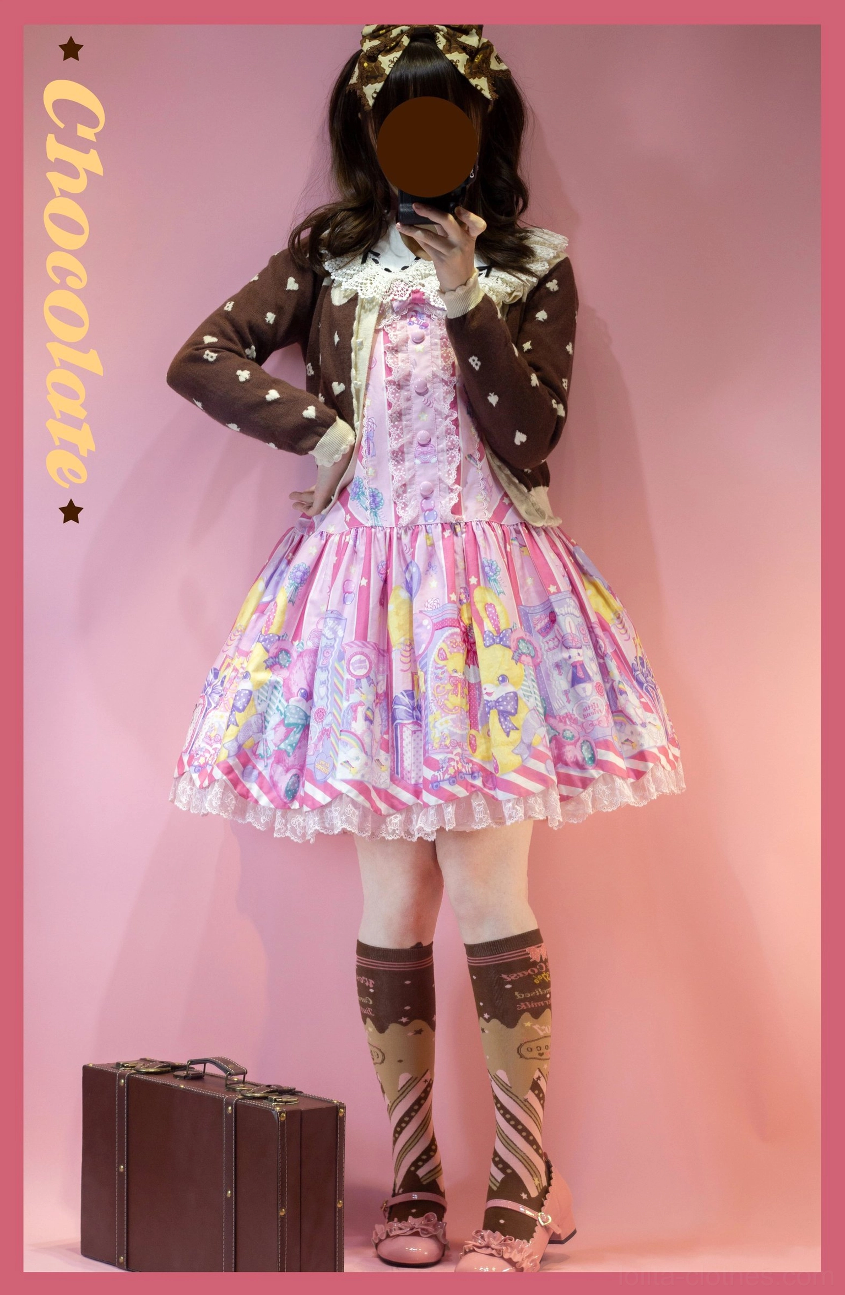 Chocolate lolita socks mid-calf length styling with platform footwear refined classic lolita elegance demonstration