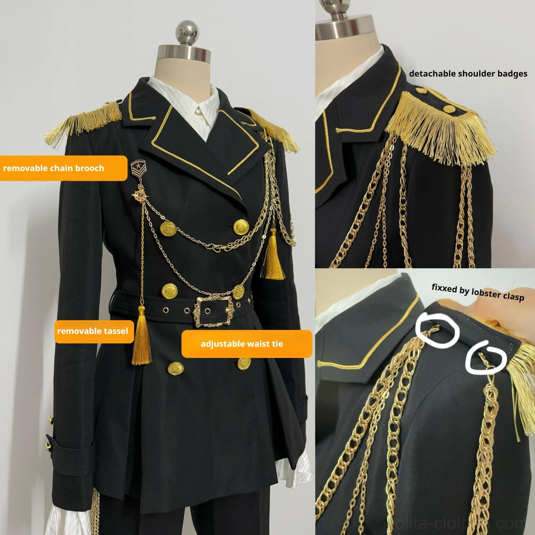 Military Ouji lolita full set promotional image showing complete ensemble coordination with all components and styling