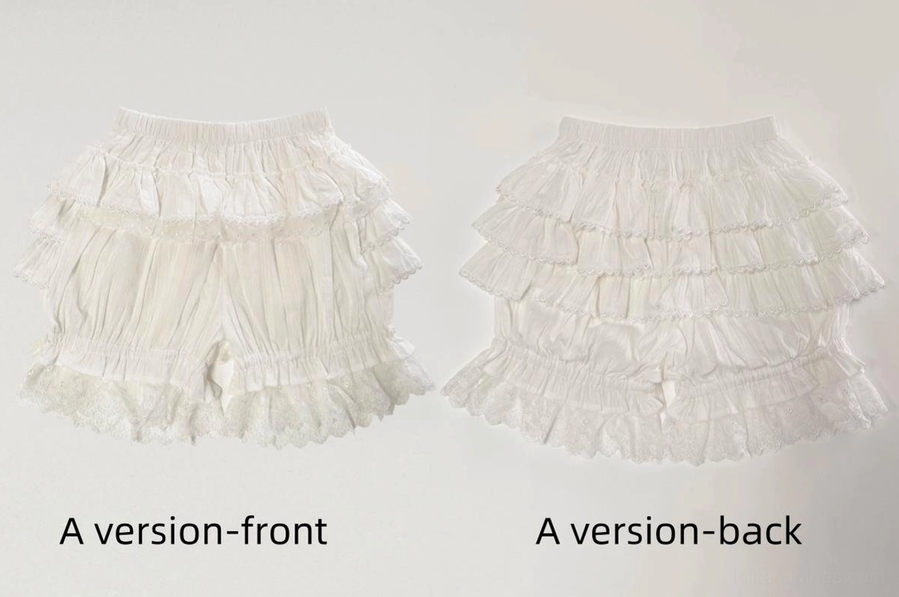Milk white lolita bloomers A version with premium construction and delicate lace details for sweet lolita fashion foundation layering piece