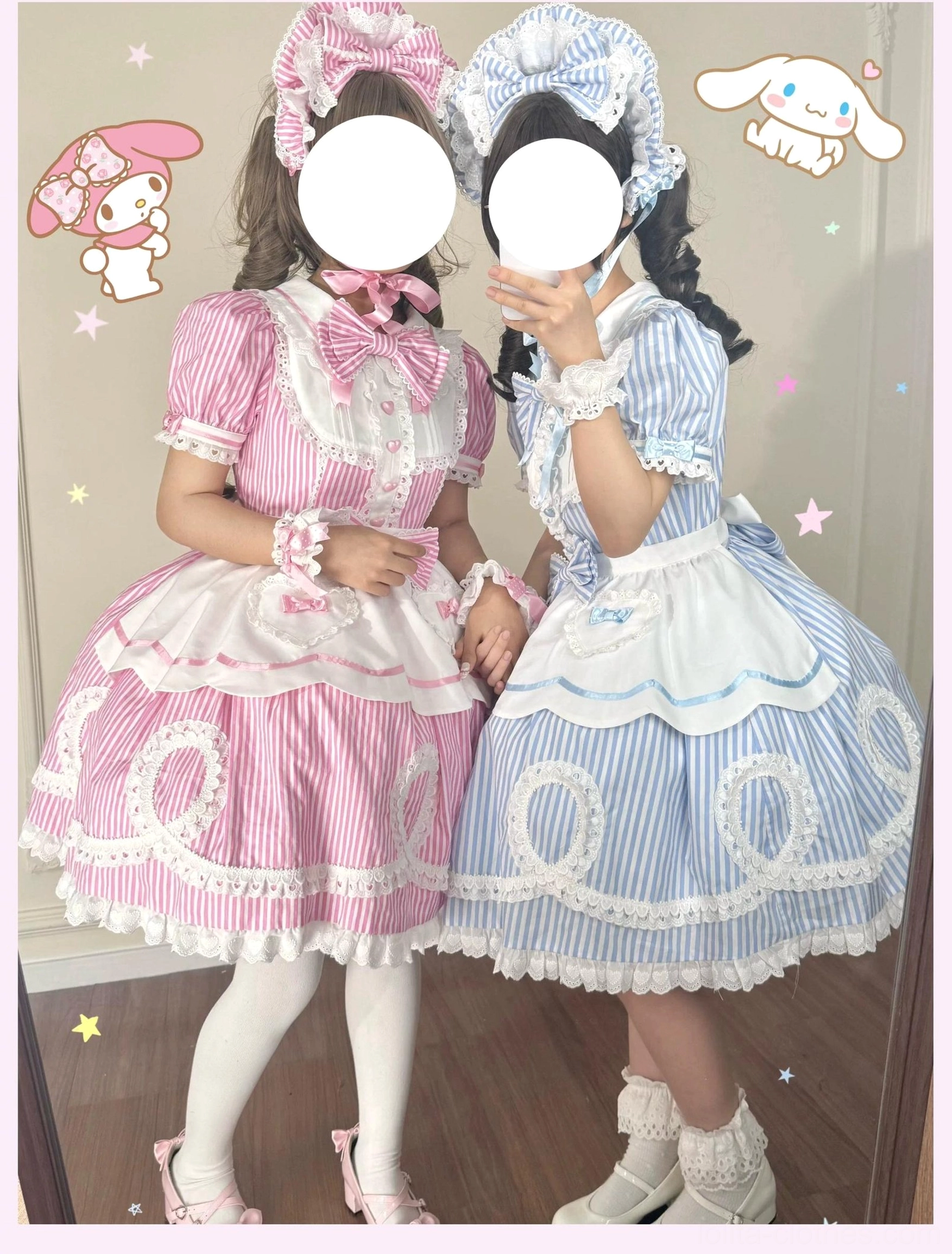 Model wearing red polka dot lolita OP dress with matching bonnet showing classic old school lolita aesthetic