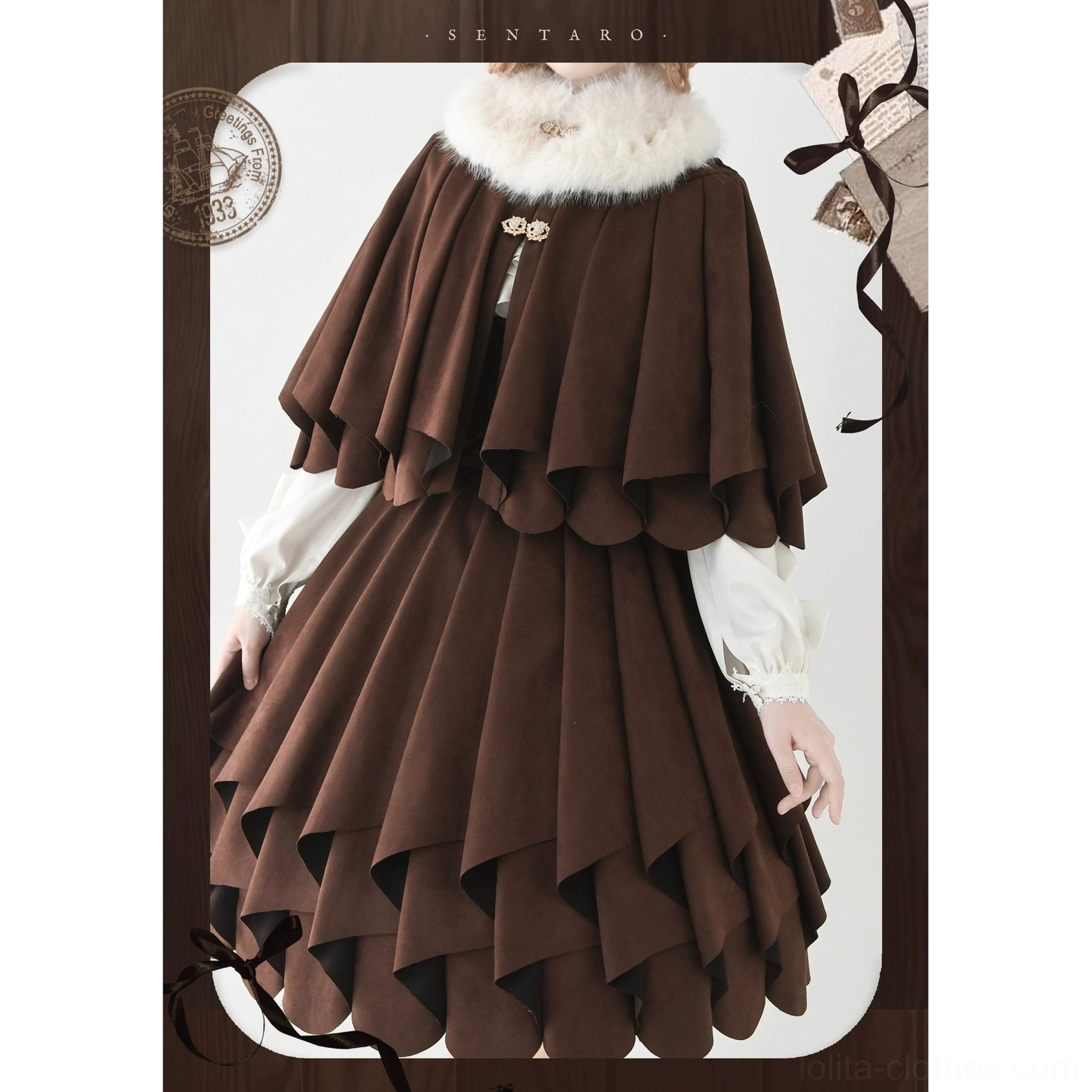 Classic Lolita skirt silhouette showing full volumetric ruffled hem design, air-layered plush fabric drape, and architectural skirt construction