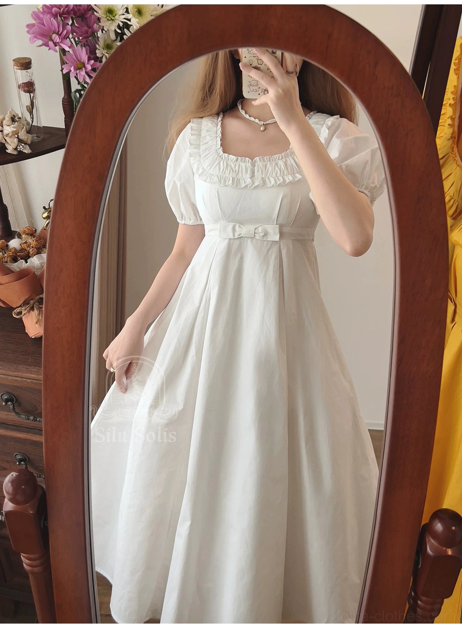 Empire waist lolita cotton dress care label and material composition 100 percent cotton fabric care instructions
