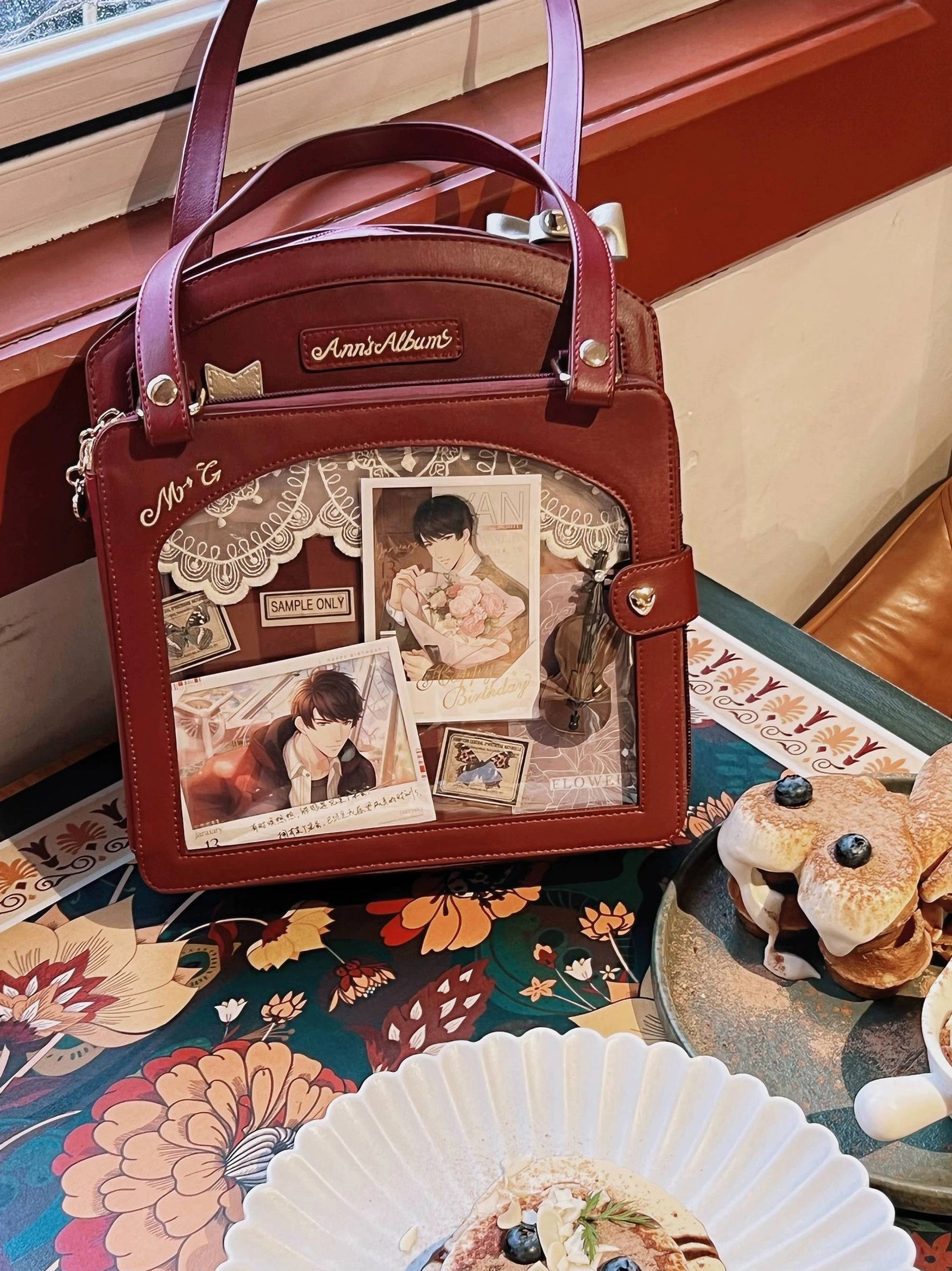 Multiple color lolita checkered itabag collection display white yellow blue purple pink brown burgundy black options