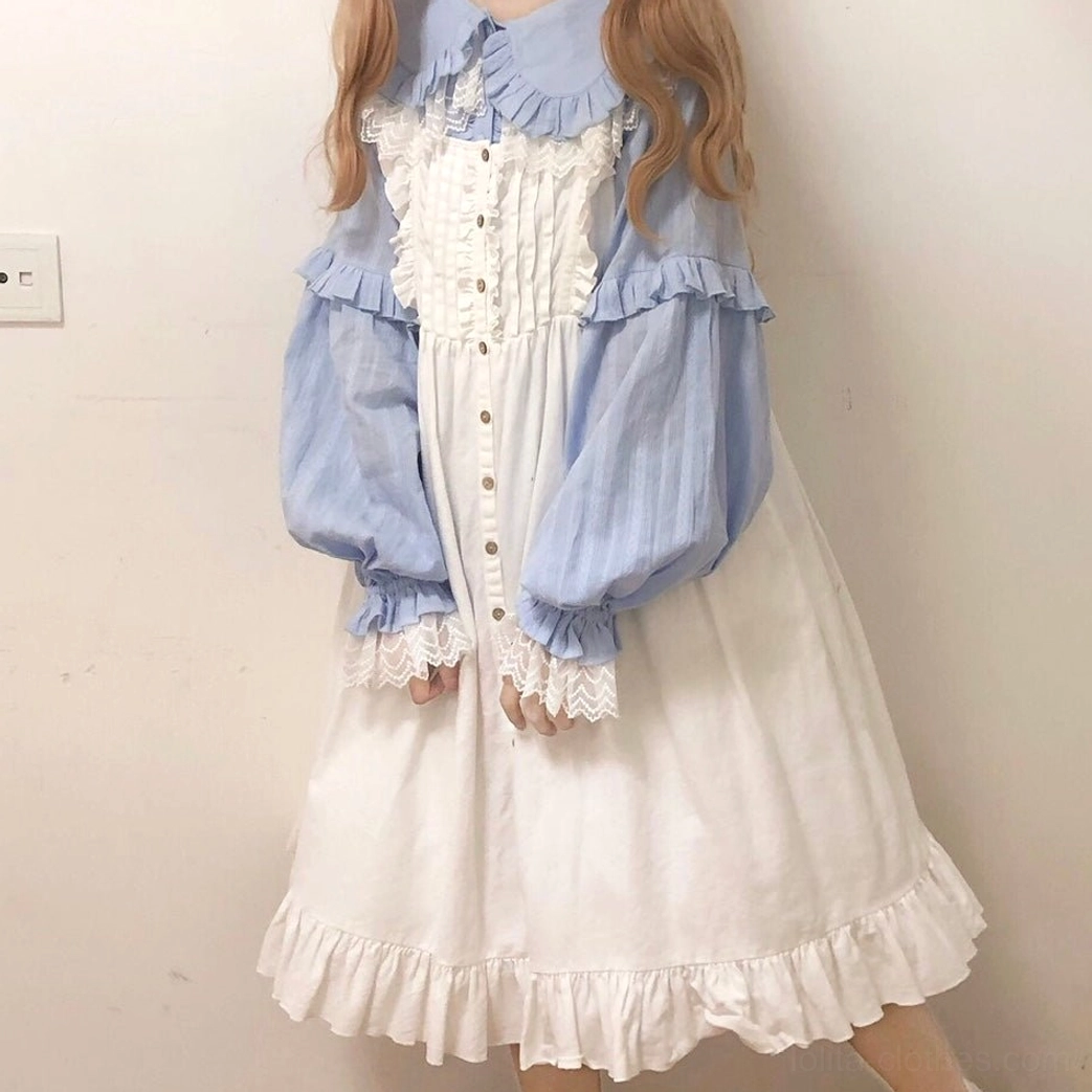Mustard Yellow Warm Tone Lolita Blouse Top View Vintage Frame Kawaii Sweet Lolita Style